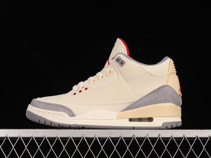 AIR Jordan 3 Retro Se Muslin - University - Cement Grey - Sail Sneakers - Red Unisex Streetwear Limited Edition - **Air Jordan 3 Retro SE Muslin/University Red/Cement Grey/Sail** Step into a blend of
