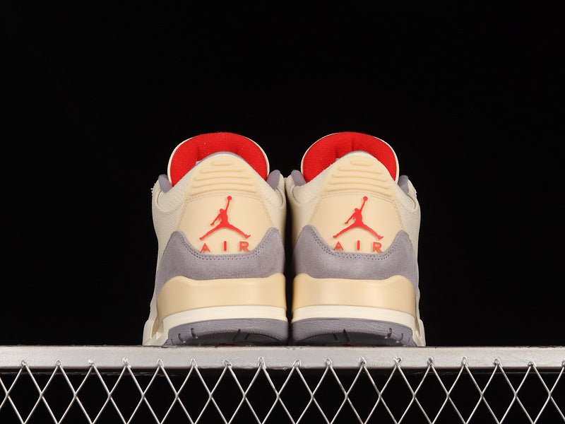 AIR Jordan 3 Retro Se Muslin - University - Cement Grey - Sail Sneakers - Red Unisex Streetwear Limited Edition - **Air Jordan 3 Retro SE Muslin/University Red/Cement Grey/Sail** Step into a blend of