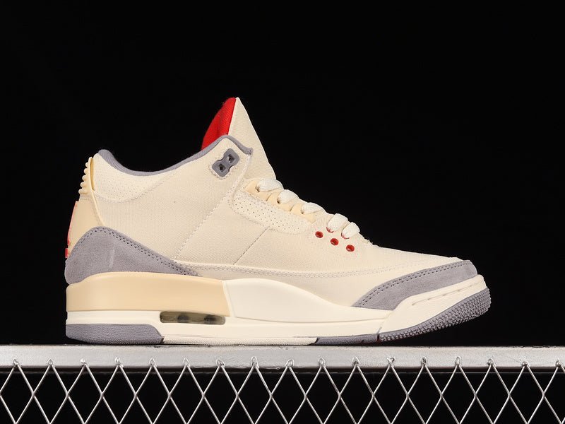 AIR Jordan 3 Retro Se Muslin - University - Cement Grey - Sail Sneakers - Red Unisex Streetwear Limited Edition - **Air Jordan 3 Retro SE Muslin/University Red/Cement Grey/Sail** Step into a blend of