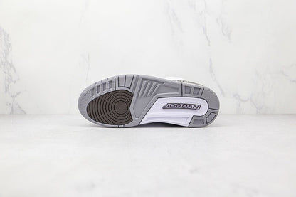 AIR Jordan 3 Retro Sp - Medium Grey - White Unisex Streetwear Limited Edition - The Air Jordan 3 Retro SP White/Medium Grey is a timeless sneaker that seamlessly blends