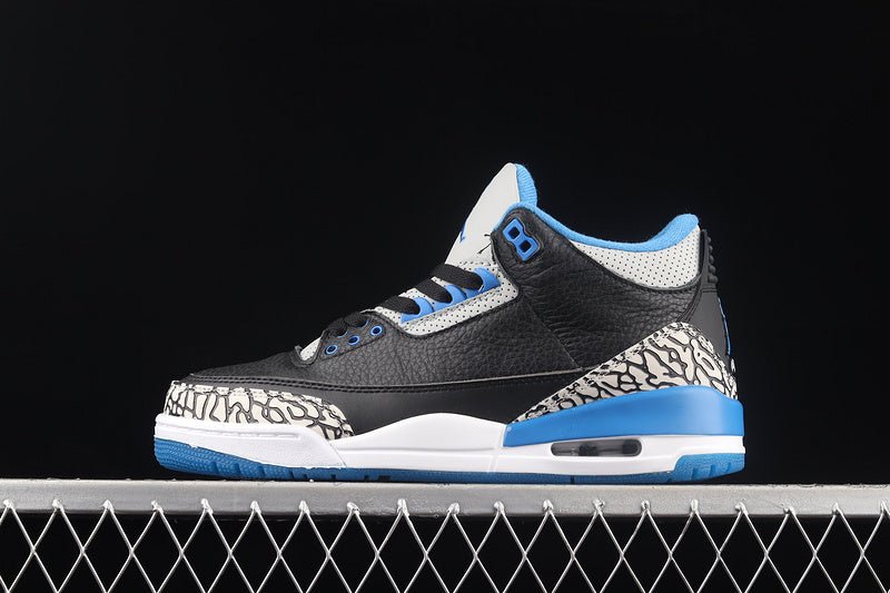 AIR Jordan 3 Retro Sport Blue-wolf Grey - Sneakers - Black Unisex Streetwear Limited Edition - **Air Jordan 3 Retro Sport Blue-Wolf Grey/Black** Step into a dynamic blend of classic design