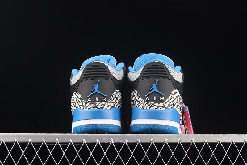 AIR Jordan 3 Retro Sport Blue-wolf Grey - Sneakers - Black Unisex Streetwear Limited Edition - **Air Jordan 3 Retro Sport Blue-Wolf Grey/Black** Step into a dynamic blend of classic design