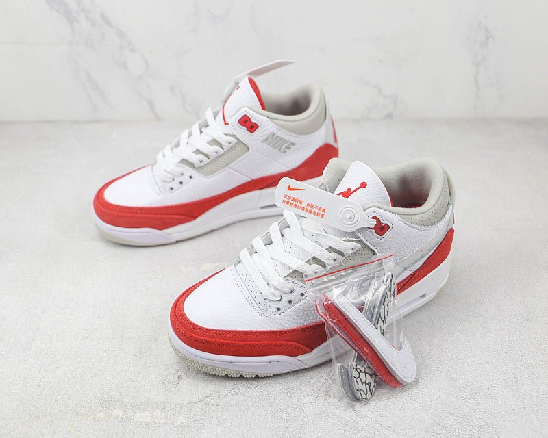 AIR Jordan 3 Retro Tinker - University Red-neutral Grey Sneakers - White Unisex Streetwear Limited Edition - **Air Jordan 3 Retro Tinker White/University Red-Neutral Grey** Celebrate the legacy of Tin