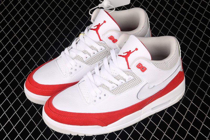 AIR Jordan 3 Retro Tinker - University Red-neutral Grey - White Unisex Streetwear Limited Edition - The Air Jordan 3 Retro Tinker White/University Red-Neutral Grey is a special edition that pays