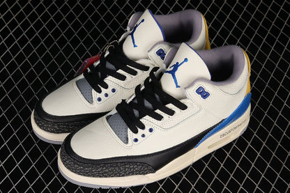 AIR Jordan 3 Retro Unc Beige - Racer - Yellow Sneakers - Blue Unisex Streetwear Limited Edition - **Air Jordan 3 Retro UNC Beige/Racer Blue/Yellow** Step into a blend of collegiate pride and