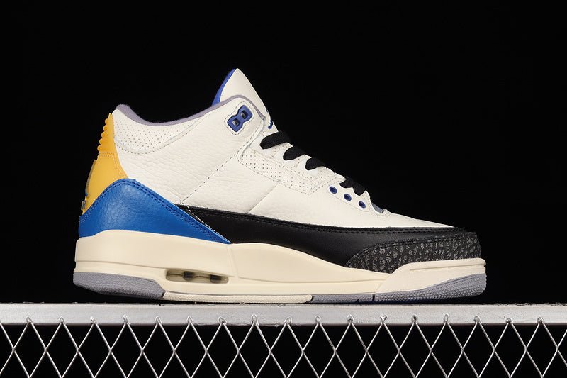 AIR Jordan 3 Retro Unc Beige - Racer - Yellow Sneakers - Blue Unisex Streetwear Limited Edition - **Air Jordan 3 Retro UNC Beige/Racer Blue/Yellow** Step into a blend of collegiate pride and