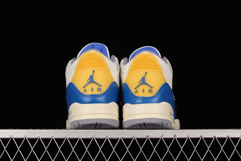 AIR Jordan 3 Retro Unc Beige - Racer - Yellow Sneakers - Blue Unisex Streetwear Limited Edition - **Air Jordan 3 Retro UNC Beige/Racer Blue/Yellow** Step into a blend of collegiate pride and