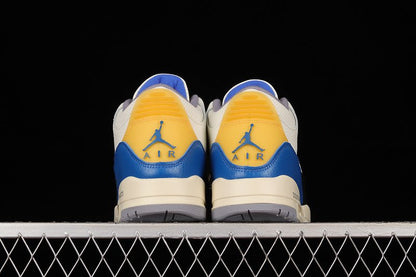 AIR Jordan 3 Retro Unc Beige - Racer - Yellow Sneakers - Blue Unisex Streetwear Limited Edition - **Air Jordan 3 Retro UNC Beige/Racer Blue/Yellow** Step into a blend of collegiate pride and