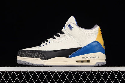 AIR Jordan 3 Retro Unc Beige - Racer - Yellow Sneakers - Blue Unisex Streetwear Limited Edition - **Air Jordan 3 Retro UNC Beige/Racer Blue/Yellow** Step into a blend of collegiate pride and