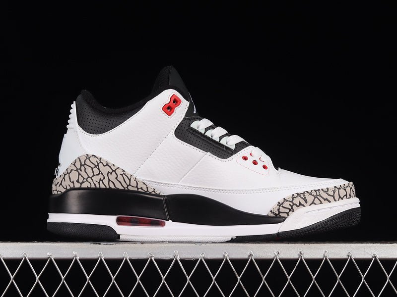 AIR Jordan 3 Retro White - Black-cmnt Gry-infrrd 23 Sneakers Unisex Streetwear Limited Edition - **Air Jordan 3 Retro White/Black-Cement Grey-Infrared 23** Step into a blend of timeless design and