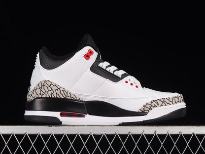 AIR Jordan 3 Retro White - Black-cmnt Gry-infrrd 23 Sneakers Unisex Streetwear Limited Edition - **Air Jordan 3 Retro White/Black-Cement Grey-Infrared 23** Step into a blend of timeless design and