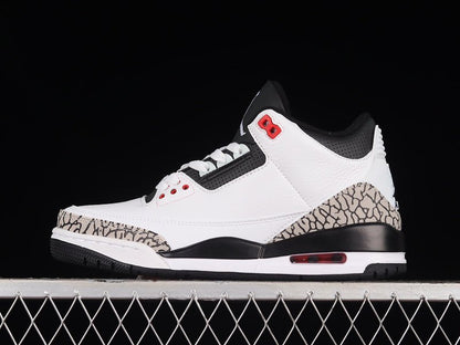 AIR Jordan 3 Retro White - Black-cmnt Gry-infrrd 23 Sneakers Unisex Streetwear Limited Edition - **Air Jordan 3 Retro White/Black-Cement Grey-Infrared 23** Step into a blend of timeless design and