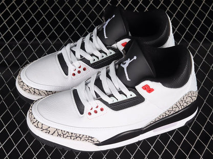 AIR Jordan 3 Retro White - Black-cmnt Gry-infrrd 23 Sneakers Unisex Streetwear Limited Edition - **Air Jordan 3 Retro White/Black-Cement Grey-Infrared 23** Step into a blend of timeless design and