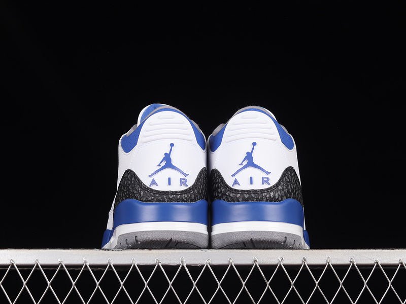AIR Jordan 3 Retro White - - Cement Grey - Racer Blue Sneakers - Black Unisex Streetwear Limited Edition - **Air Jordan 3 Retro White/Black/Cement Grey/Racer Blue** Step into a vibrant blend of classi