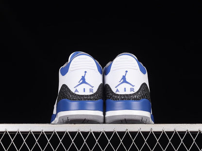 AIR Jordan 3 Retro White - - Cement Grey - Racer Blue Sneakers - Black Unisex Streetwear Limited Edition - **Air Jordan 3 Retro White/Black/Cement Grey/Racer Blue** Step into a vibrant blend of classi