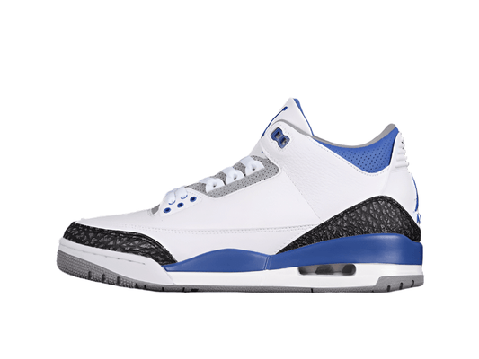 AIR Jordan 3 Retro White - - Cement Grey - Racer Blue Sneakers - Black Unisex Streetwear Limited Edition - **Air Jordan 3 Retro White/Black/Cement Grey/Racer Blue** Step into a vibrant blend of classi