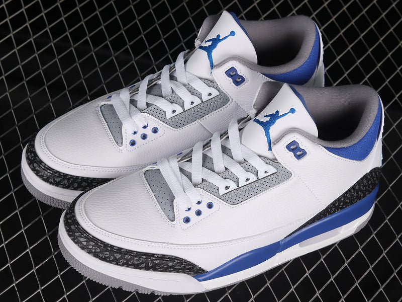 AIR Jordan 3 Retro White - - Cement Grey - Racer Blue Sneakers - Black Unisex Streetwear Limited Edition - **Air Jordan 3 Retro White/Black/Cement Grey/Racer Blue** Step into a vibrant blend of classi
