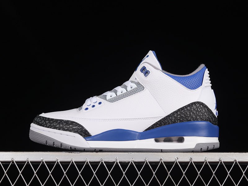 AIR Jordan 3 Retro White - - Cement Grey - Racer Blue Sneakers - Black Unisex Streetwear Limited Edition - **Air Jordan 3 Retro White/Black/Cement Grey/Racer Blue** Step into a vibrant blend of classi
