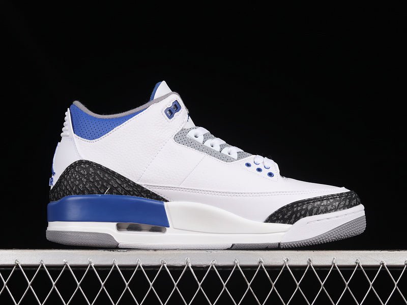 AIR Jordan 3 Retro White - - Cement Grey - Racer Blue Sneakers - Black Unisex Streetwear Limited Edition - **Air Jordan 3 Retro White/Black/Cement Grey/Racer Blue** Step into a vibrant blend of classi