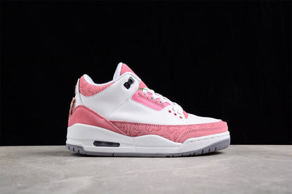 AIR Jordan 3 Retro - Pink Sneakers - White Unisex Streetwear Limited Edition - **Air Jordan 3 Retro White/Pink** Embrace a fresh and vibrant look with the Air Jordan