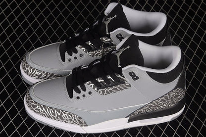 AIR Jordan 3 Retro Wolf Grey - - White Sneakers - Black Unisex Streetwear Limited Edition - **Air Jordan 3 Retro Wolf Grey/Black/White** Step into a perfect blend of elegance and athleticism