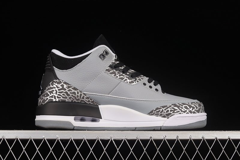 AIR Jordan 3 Retro Wolf Grey - - White Sneakers - Black Unisex Streetwear Limited Edition - **Air Jordan 3 Retro Wolf Grey/Black/White** Step into a perfect blend of elegance and athleticism