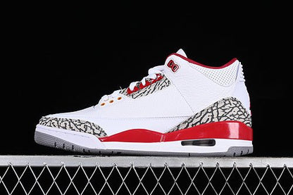 AIR Jordan 3 Se Denim - Grey - Red Sneakers - White Unisex Streetwear Limited Edition - **Air Jordan 3 SE Denim White/Grey/Red** Step into a blend of classic design and modern