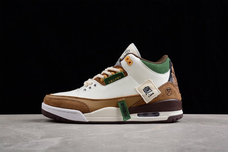 AIR Jordan 3 Se - Dark Brown-green Sneakers - White Unisex Streetwear Limited Edition - **Air Jordan 3 SE White/Dark Brown-Green** Elevate your sneaker collection with the Air Jordan 3