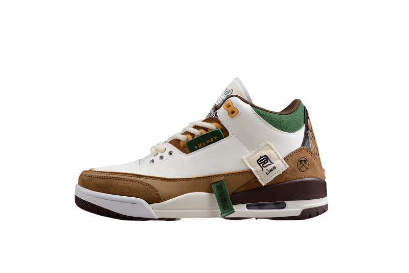 AIR Jordan 3 Se - Dark Brown-green Sneakers - White Unisex Streetwear Limited Edition - **Air Jordan 3 SE White/Dark Brown-Green** Elevate your sneaker collection with the Air Jordan 3