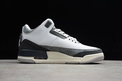 AIR Jordan 3 White - - Grey - Black Unisex Streetwear Limited Edition