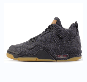 Air Jordan 4 Levi's - Black Unisex Streetwear Limited Edition - Introducing the Air Jordan 4 Levi's Black, a remarkable fusion of iconic sneaker design and