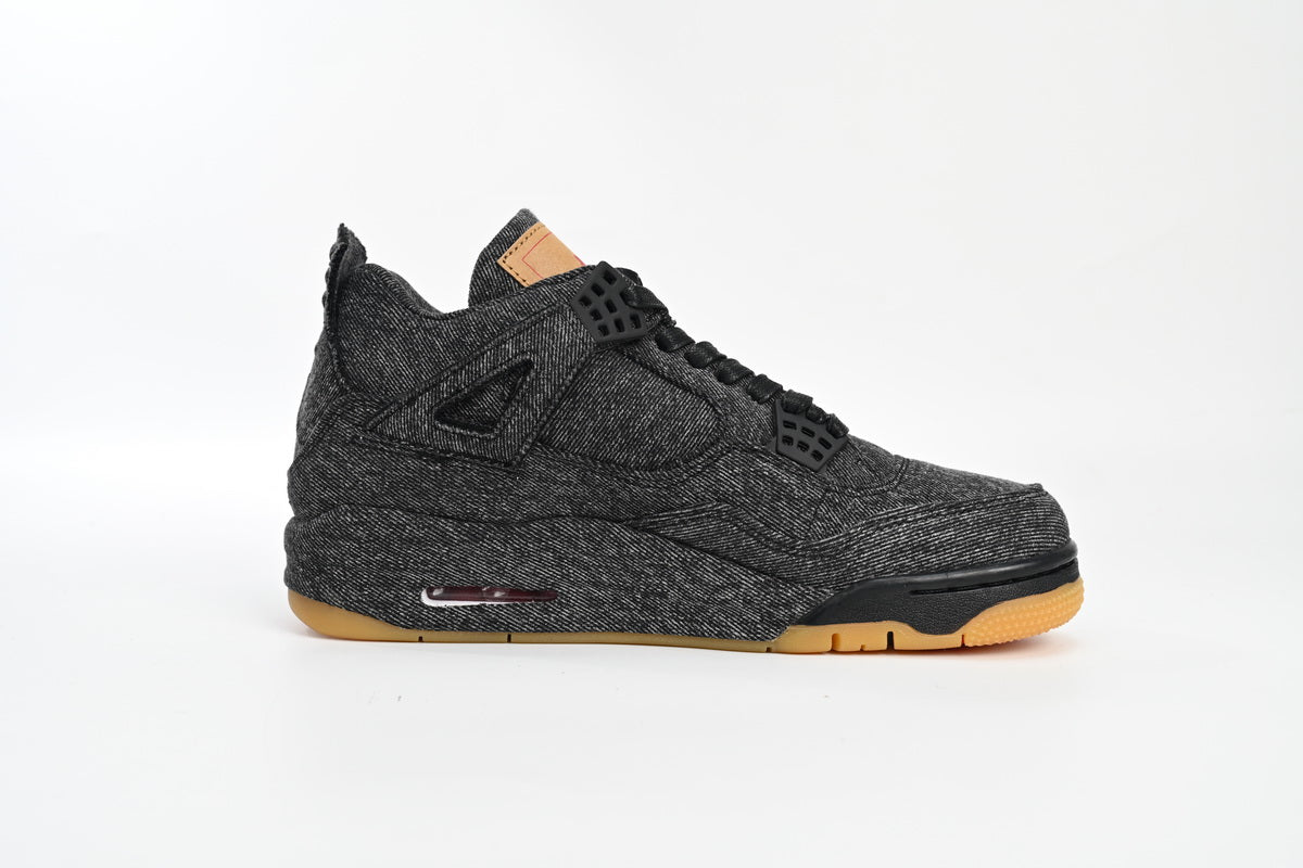 Air Jordan 4 Levi's - Black Unisex Streetwear Limited Edition - Introducing the Air Jordan 4 Levi's Black, a remarkable fusion of iconic sneaker design and