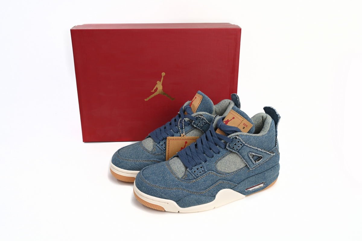 Air Jordan 4 Levi's - Blue Unisex Streetwear Limited Edition - Introducing the Air Jordan 4 Levi's Blue, a stunning collaboration that seamlessly blends the iconic