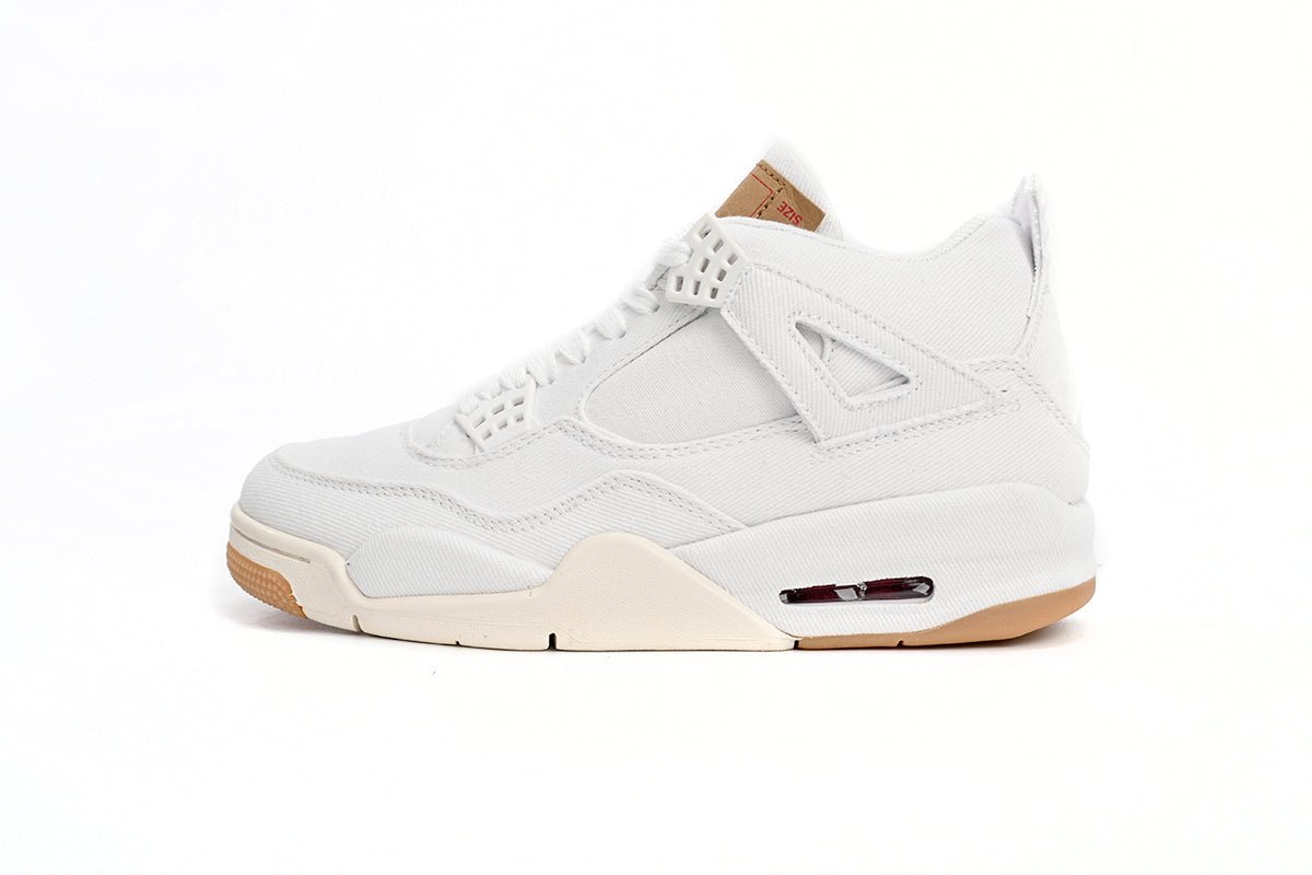 Air Jordan 4 Levi's - White Unisex Streetwear Limited Edition - Introducing the Air Jordan 4 Levi's White, a stunning collaboration that merges the iconic Air