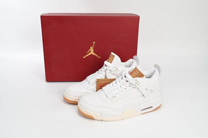 Air Jordan 4 Levi's - White Unisex Streetwear Limited Edition - Introducing the Air Jordan 4 Levi's White, a stunning collaboration that merges the iconic Air