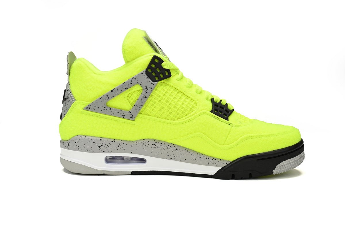 Air Jordan 4 Plush Fluorescent Sneakers - Yellow Unisex Streetwear Limited Edition - Unleash vibrant energy with the Air Jordan 4 Plush Fluorescent Yellow, a bold and eye-catching