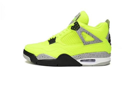 Air Jordan 4 Plush Fluorescent Sneakers - Yellow Unisex Streetwear Limited Edition - Unleash vibrant energy with the Air Jordan 4 Plush Fluorescent Yellow, a bold and eye-catching