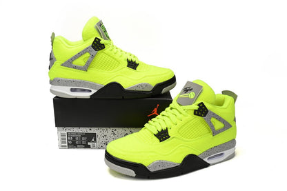 Air Jordan 4 Plush Fluorescent Sneakers - Yellow Unisex Streetwear Limited Edition - Unleash vibrant energy with the Air Jordan 4 Plush Fluorescent Yellow, a bold and eye-catching