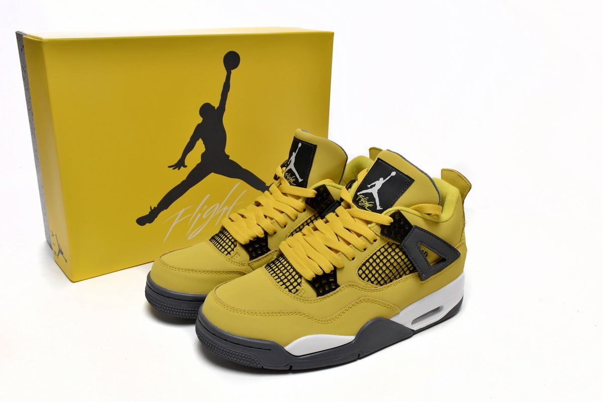 Air Jordan 4 Retro Lightning - Black Unisex Streetwear Limited Edition - **Air Jordan 4 Retro Lightning: Iconic Design with Vibrant Flair** The Air Jordan 4 Retro