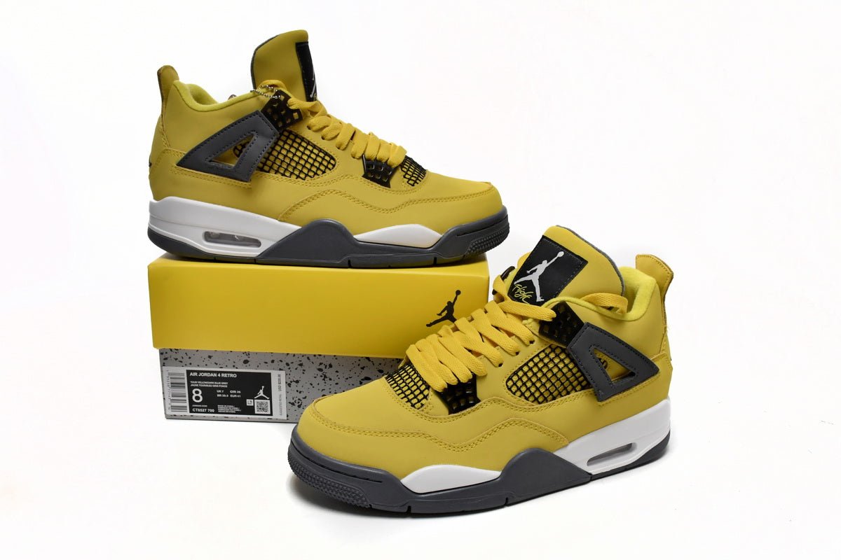 Air Jordan 4 Retro Lightning - Black Unisex Streetwear Limited Edition - **Air Jordan 4 Retro Lightning: Iconic Design with Vibrant Flair** The Air Jordan 4 Retro