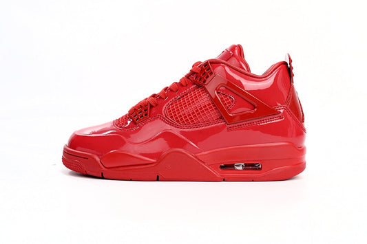 Air Jordan 4 Retro Lacquer Leather Sneakers - Red Unisex Streetwear Limited Edition - Introducing the Air Jordan 4 Retro Red Lacquer Leather, a striking blend of luxury and