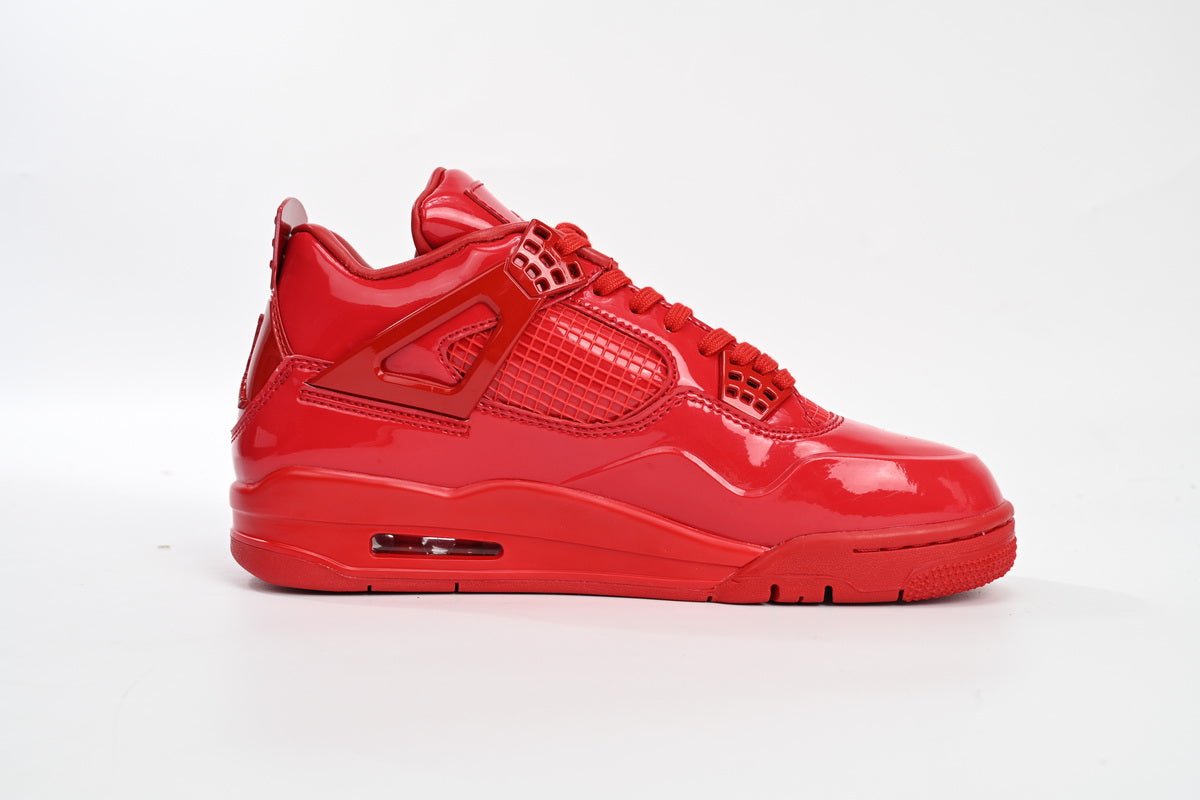 Air Jordan 4 Retro Lacquer Leather Sneakers - Red Unisex Streetwear Limited Edition - Introducing the Air Jordan 4 Retro Red Lacquer Leather, a striking blend of luxury and