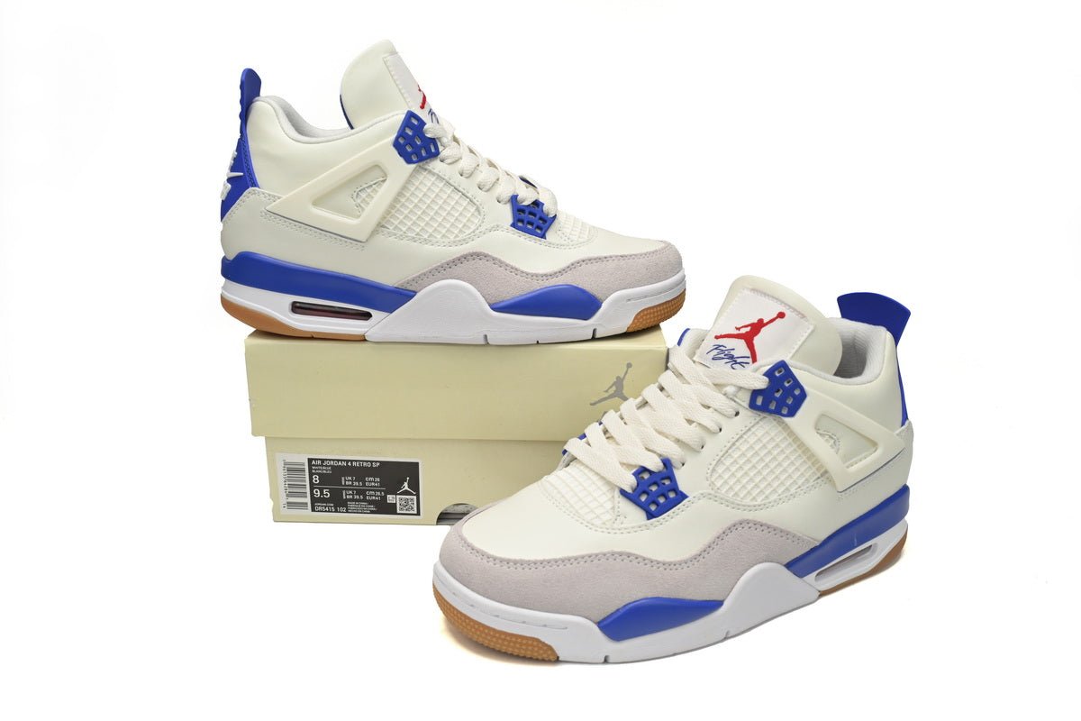 Air Jordan 4 Sapphire - White Unisex Streetwear Limited Edition - **Air Jordan 4 Sapphire** The Air Jordan 4 Sapphire is a striking sneaker that seamlessly