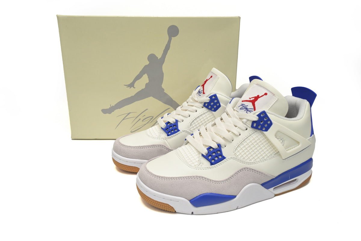 Air Jordan 4 Sapphire - White Unisex Streetwear Limited Edition - **Air Jordan 4 Sapphire** The Air Jordan 4 Sapphire is a striking sneaker that seamlessly