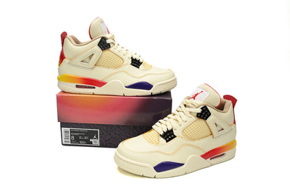 Air Jordan 4 Blue Red - White Unisex Streetwear Limited Edition - The Air Jordan 4 White Blue Red is a vibrant and stylish addition to the
