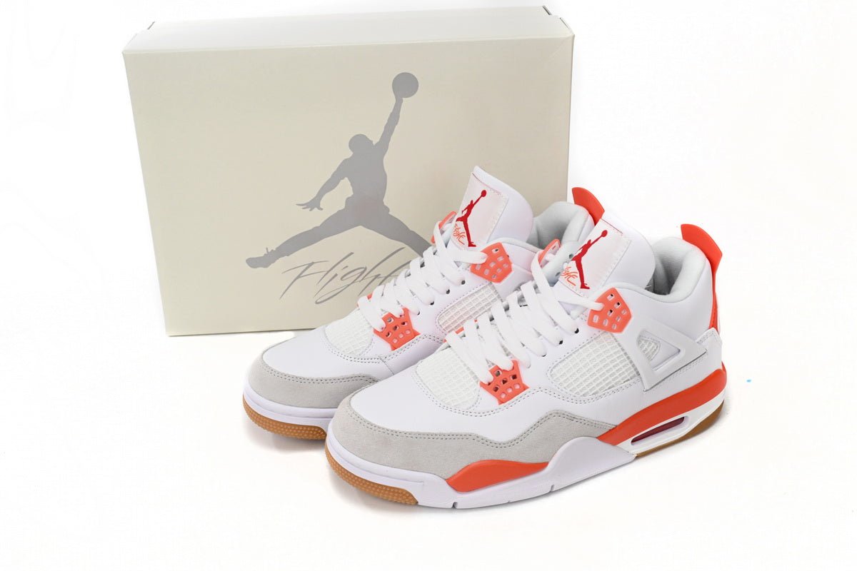 Air Jordan 4 Orange - White Unisex Streetwear Limited Edition - **Air Jordan 4 White Orange** The Air Jordan 4 White Orange is a vibrant and