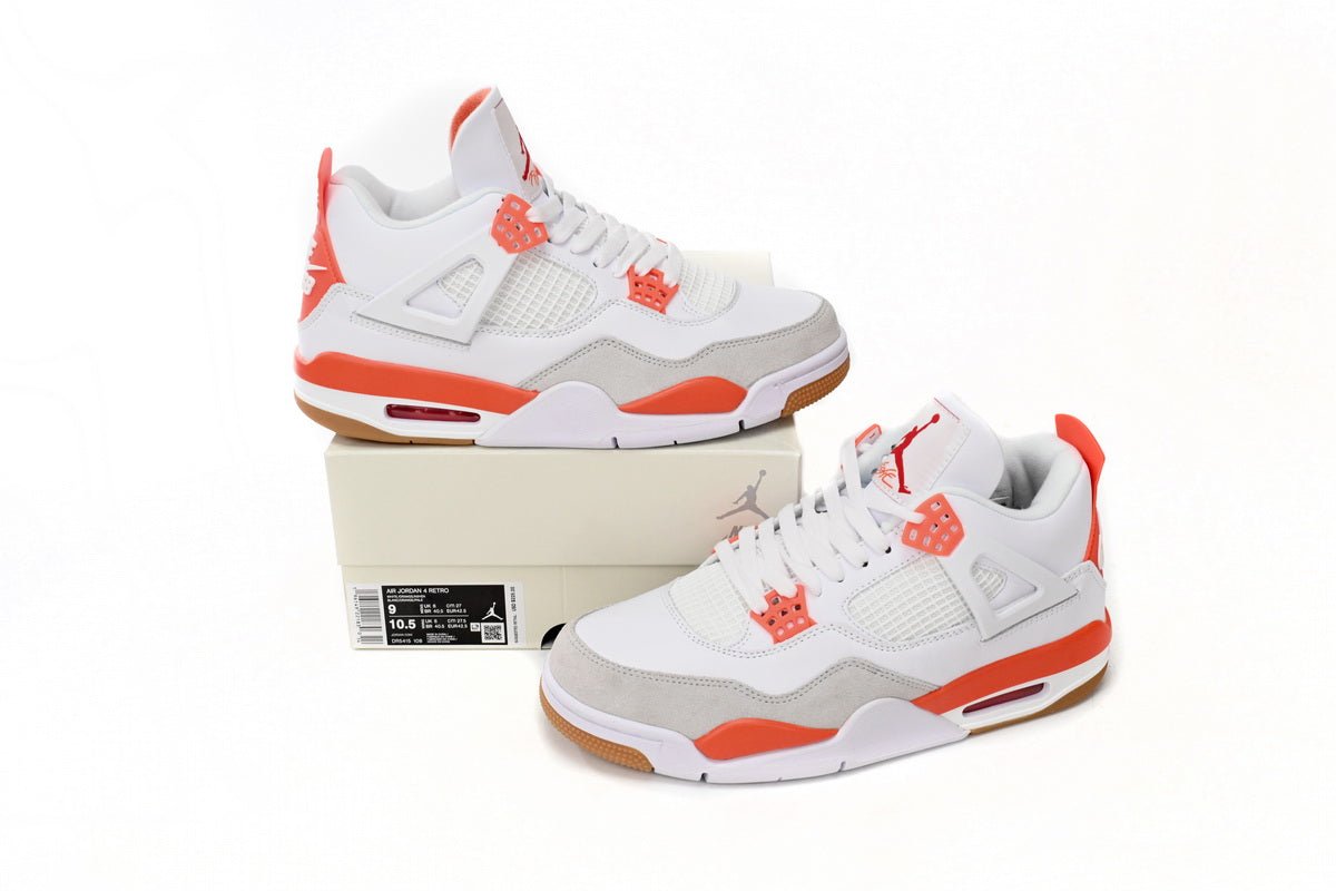 Air Jordan 4 Orange - White Unisex Streetwear Limited Edition - **Air Jordan 4 White Orange** The Air Jordan 4 White Orange is a vibrant and