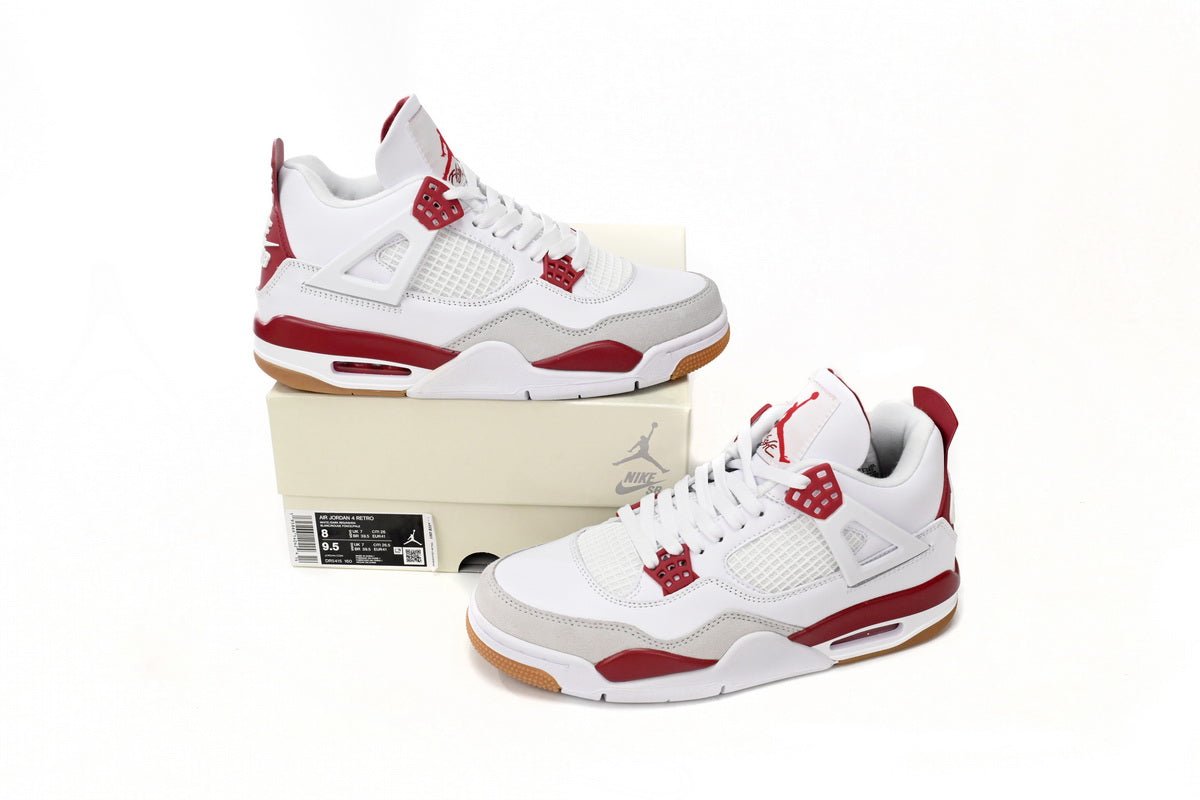 Air Jordan 4 Red - White Unisex Streetwear Limited Edition - **Air Jordan 4 White Red** The Air Jordan 4 White Red is a vibrant and