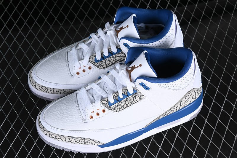 AIR Jordan Retro 3 White - Grey - - Blue Sneakers - Black Unisex Streetwear Limited Edition
