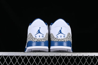 AIR Jordan Retro 3 White - Grey - - Blue Sneakers - Black Unisex Streetwear Limited Edition